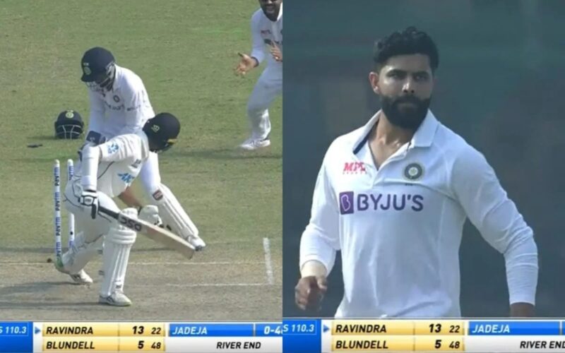 india-vs-new-zealand-ravindra-jadeja-bowled-rachin-ravindra-watch-video